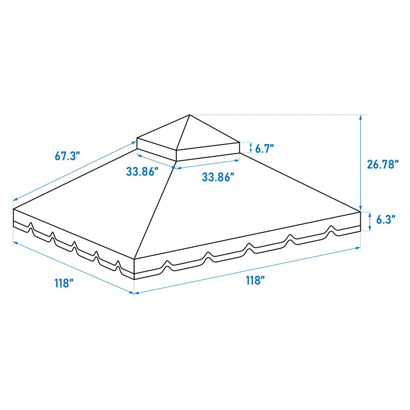 10X10 Ft Ft Outdoor Patio Gazebo Replacement Canopy, Double - Tiered Tent Roof Top Cover, Greatwall Border Style, Frame Excluded, Red Color, Perfect For Garden And Backyard Shade Upgrades