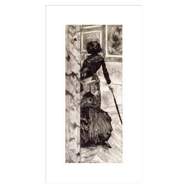 «Mary Cassatt at the Louvre» par Edgar Degas, impression giclée encadrée, H 21,75 po x l 12,36 po