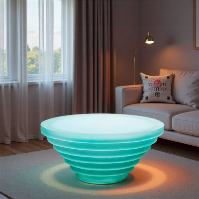 Simple lake blue matte resin round coffee table