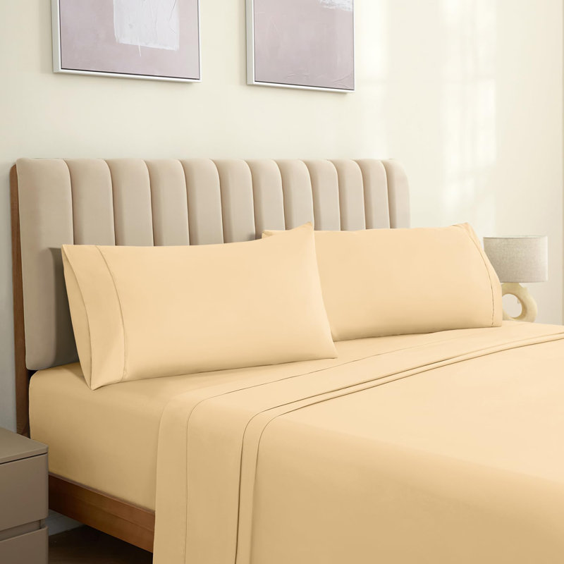 LuxClub 2 PC Yellow Queen Performance Microfiber Solid Pillowcase Set, Yellow, Queen Pillowcase