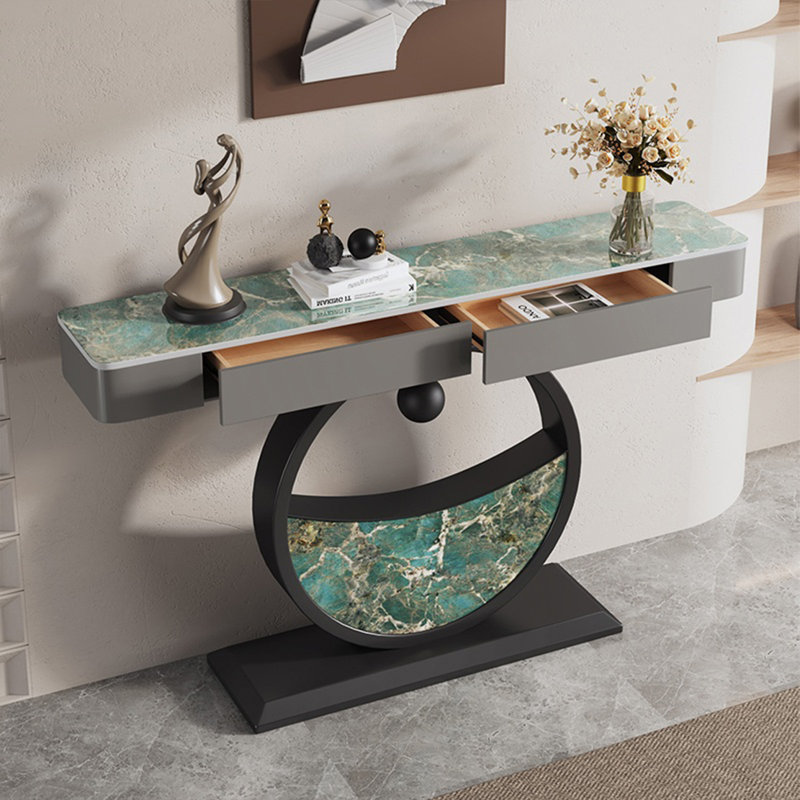 Console esthétique et fonctionnelle, H 36,61 po x l 47,24 po x P 11,81 po, Vert / Gris, Noir/vert
