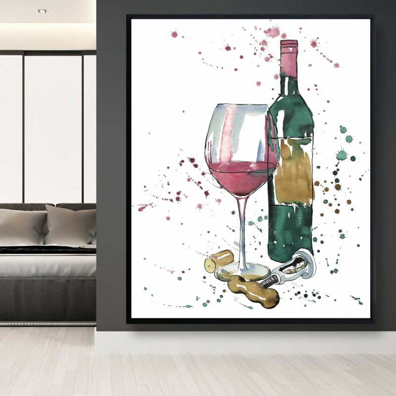Bottle Of Red Wine Print On Canvas, 60" H x 48" W