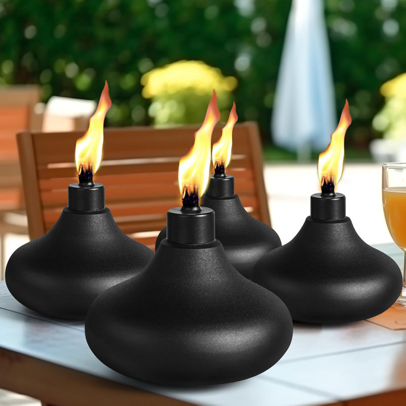8 Pack Metal Table Top Torches, 24.5oz Citronella Torches for Outside, Refillable Flame Light Torch, Decorative Tabletop Lantern for Yard