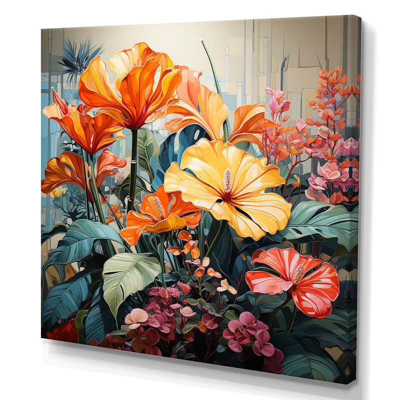 Vibrant Botanical Plants Symphony II, H 36 po x l 36 po x P 1,5 po, Toile tendue