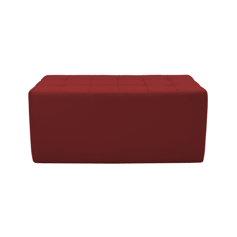 Faux Leather Ottoman, Crimson Faux Leather