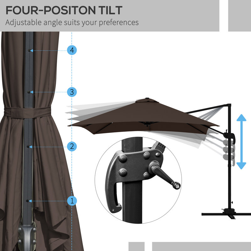 Altanay 116.1'' x 116.1'' Rectangular Cantilever Umbrella, Coffee