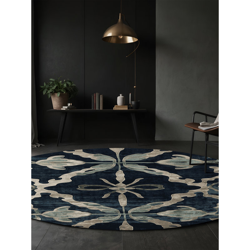 Machine Washable Gray Area Rug, Round 6'
