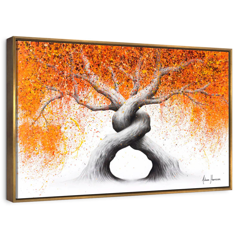 Torsade des arbres d'amour, 25 po x 17 po, Cadre flottant doré