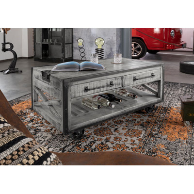Wheel Coffee Table with Storage