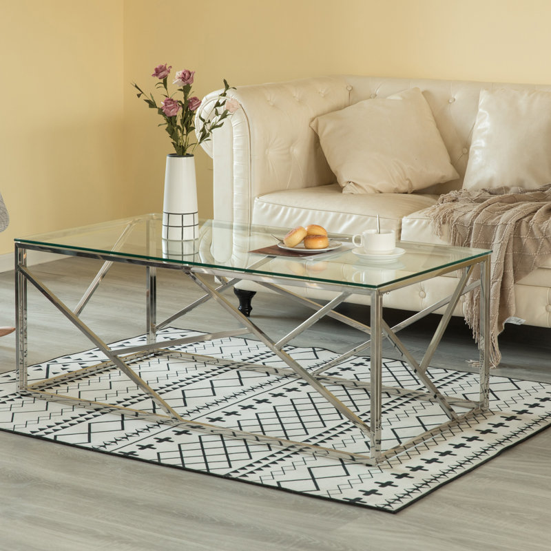 Estrela Glass Coffee Table, Silver