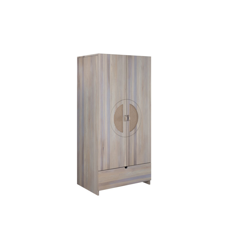 Shawny 2 Door Solid Wood Wardrobe, Bleached Oil