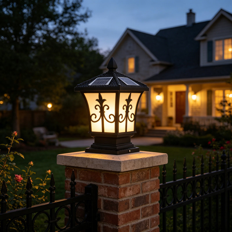 Solar Post Cap Lights With 4 Color Modes, Dimmable, Waterproof, 7.5"l × 7.5"d × 17.3"h