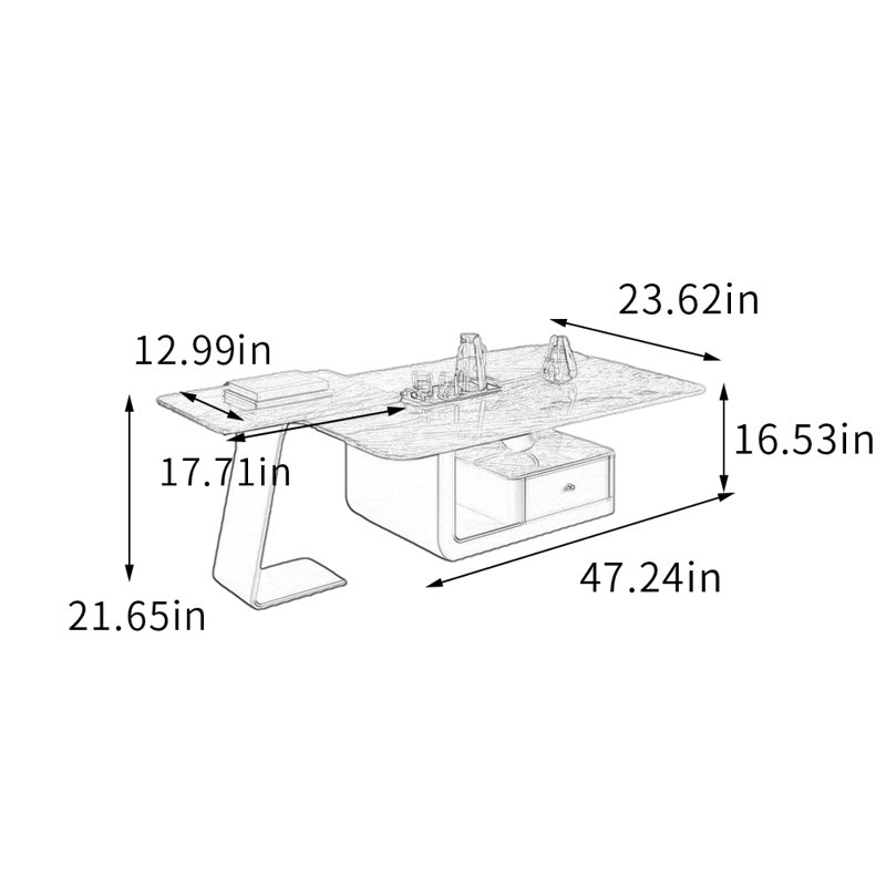 Ensemble de tables basses avec tiroir Minimalisme, H 16,53 po x L 23,62 po x l 47,24 po, Gris, Black