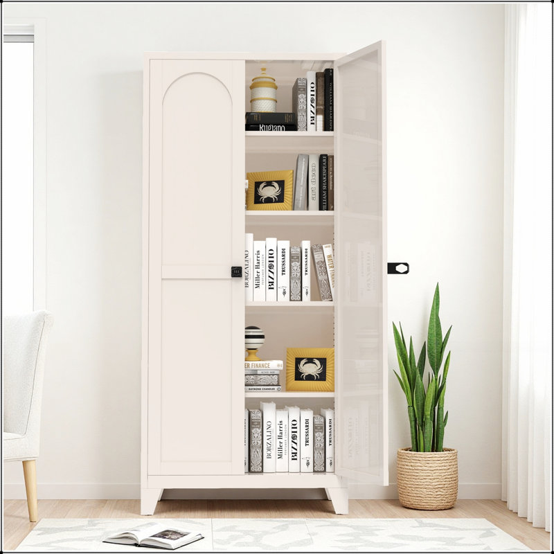 Armoire de rangement en métal 71 po à 2 portes avec serrure et tablettes réglables pour la maison et le bureau