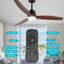 Boarisch 52 inches LED Wood Black Ceiling Fan with Remote Control and Light Kit, Reversible DC Motor