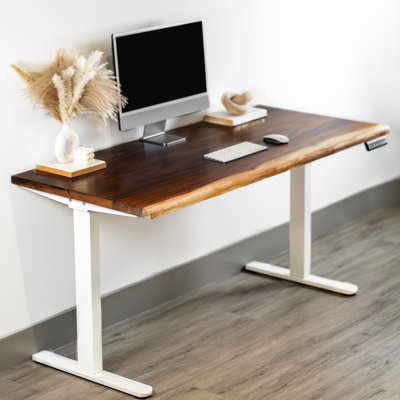 Live Edge Standing Desk with Solid Walnut Top and Dual-Motor Adjustable Frame