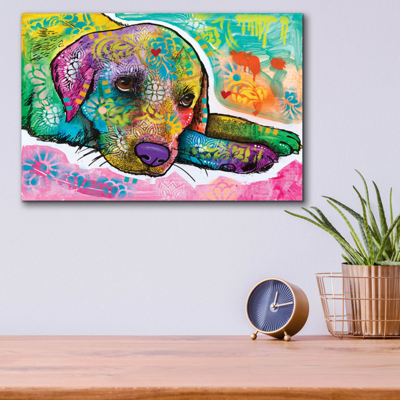«Puppy Eyes I» par Dean Russo, H 12 po x l 16 po x P 0,13 po