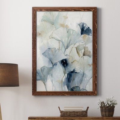 Indigo Ginkgo I - peinture sur toile encadrée
