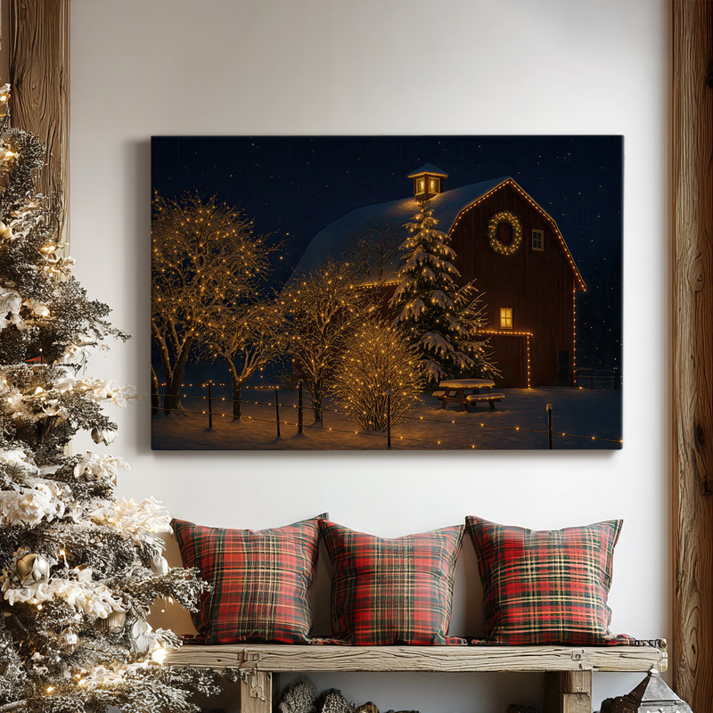 Warm Lantern Snow Blessing-Premium Gallery Wrapped Canvas, 18" H x 12" W