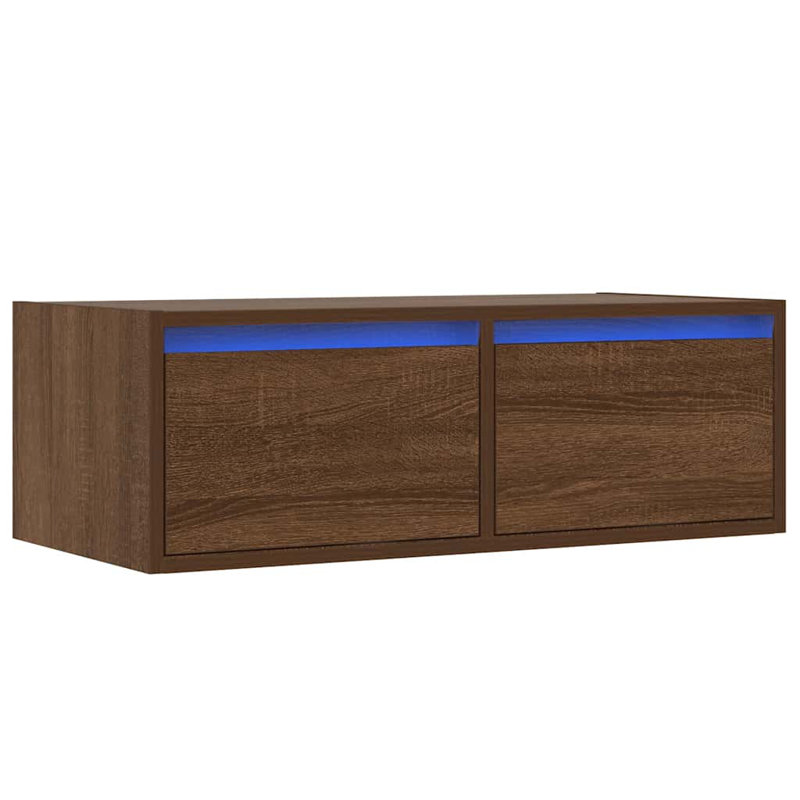 Exuma TV Stand, 25cm H x 75cm L x 35.5cm W, Brown Oak