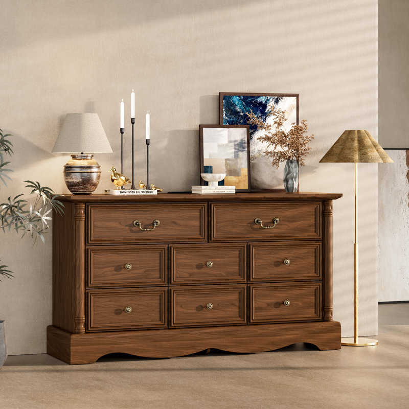 Commode 8 tiroirs avec station de charge Gorritz, Brun