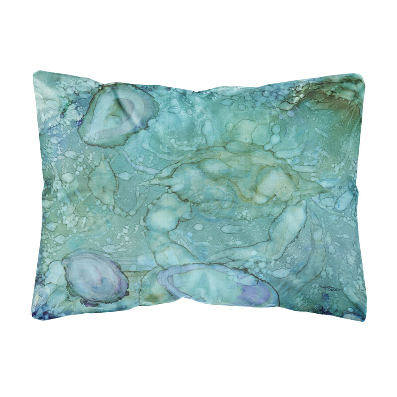 Coussin décoratif intérieur/extérieur en tissu abstrait crabes crabes et huîtres Roehl