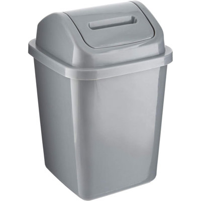 Agra 5L Bathroom Bin Swing Top Dust Bin Plastic Waste Paper Basket Square Small Rubbish Trash Can