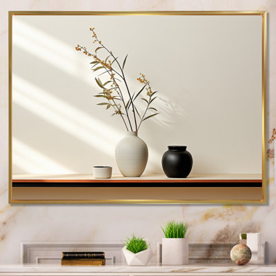 White Black Line Art Minimalist Still I Framed On Canvas Print