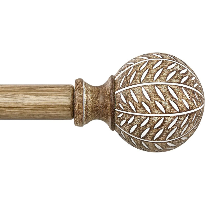Tringles à rideaux en bois pour fenêtres, Bois patiné, 36" - 88"