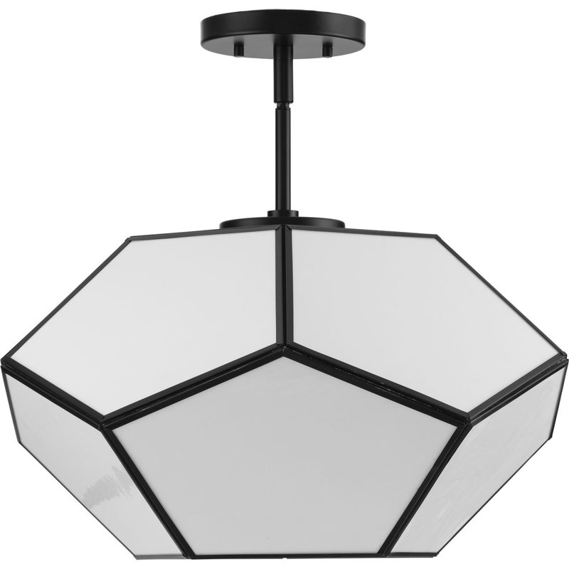 Plafonnier semi-encastré en verre Brier, Noir mat