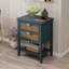 Table d'appoint 2 tiroirs, rotin naturel, table de bout-1381644724