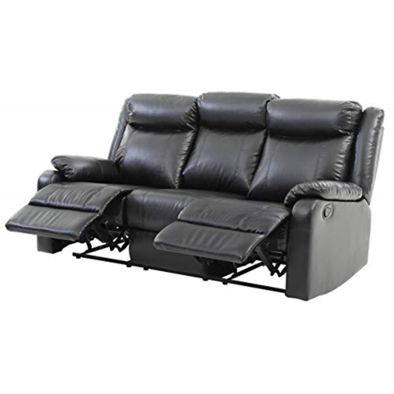 Mouzon Faux Leather Pillow Top Arm Reclining Loveseat, Putty Faux Leather, 40"H x 76"W x 37"D