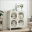 Buffet, armoire de salle de bain autoportante avec portes en verre trempé, console de cuisine rétro moderne, armoire de rangement décorative à 2 portes