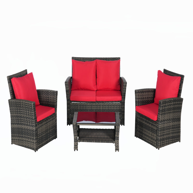 Ensemble de mobilier d'extérieur 4 pièces 4 pièces, Red