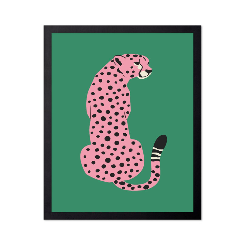 Guépard rose, Cadre noir, Affiche, H 12 po x l 16 po