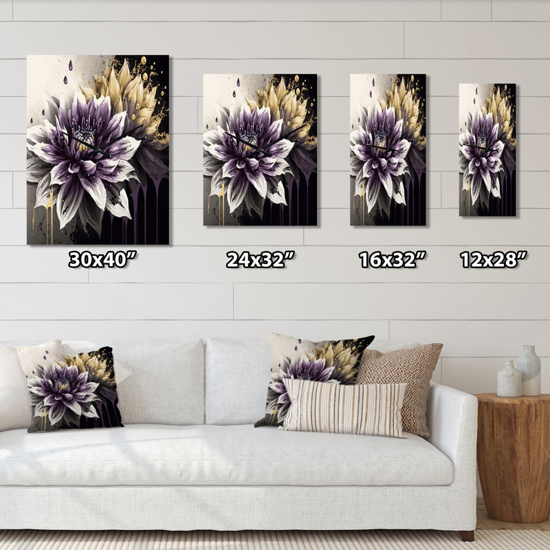 Jabrina - Horloges murales florales Dahlia, H 32 po x l 24 po