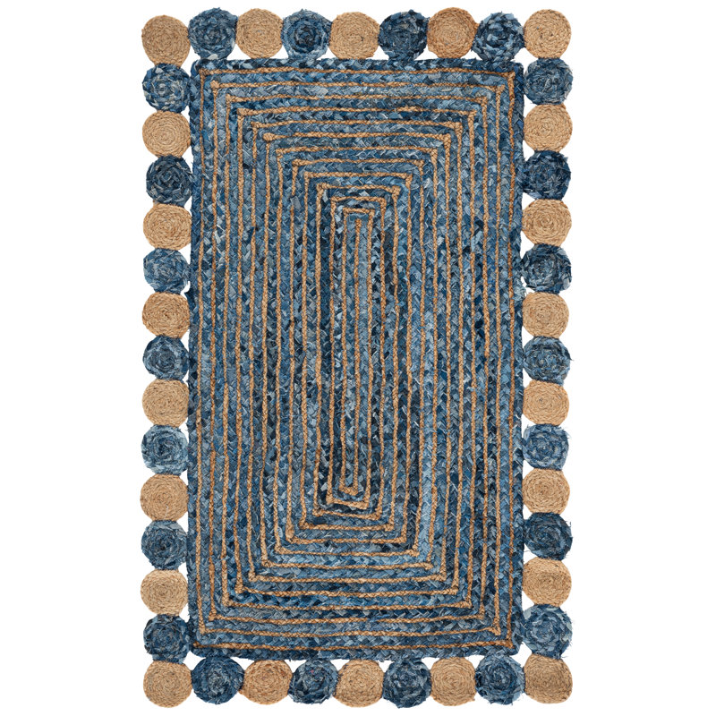 Tapis en jute de coton tissé à la main Cormier, Rectangulaire 3 pi x 5 pi