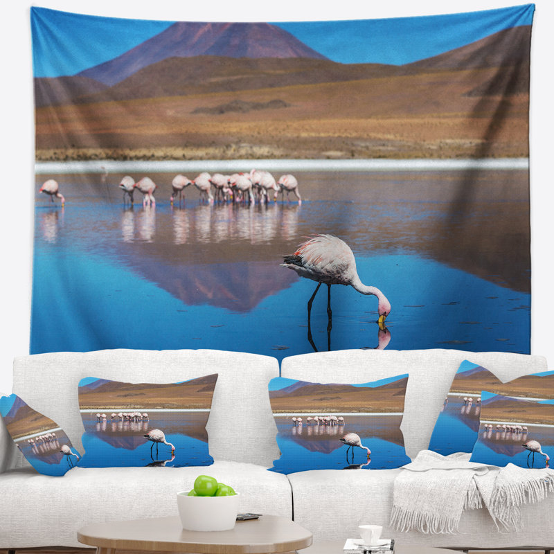flamant roses en bolivie paysage belle tapisserie, H 50 po x l 60 po