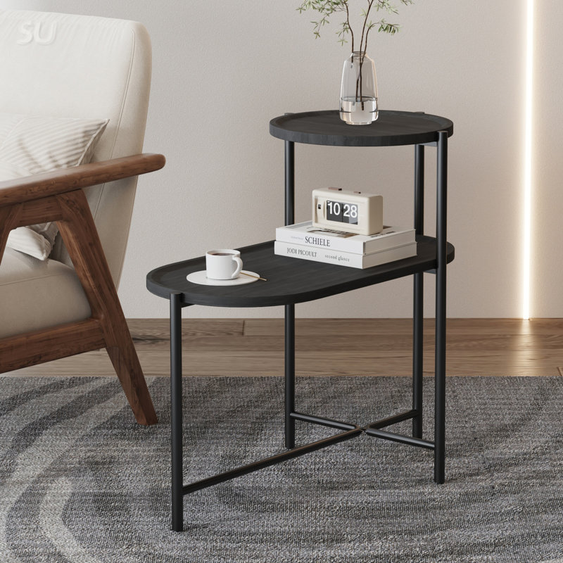 Table de bout Gassan, H 27,75 po x l 27,55 po x P 13,66 po, Noir 1 en double