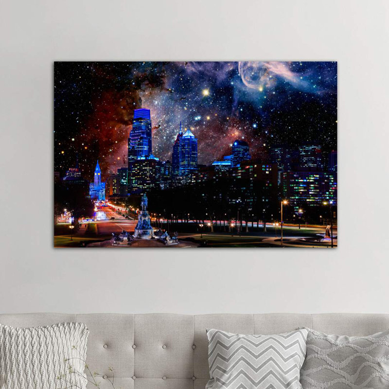 Philadelphie, Pennsylvanie, Carina Nebula Skyline - impression d'art graphique, H 12 po x l 18 po x 1,5 po, Toile tendue