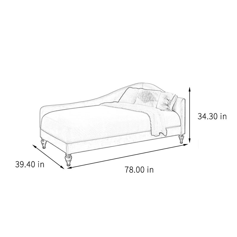 Chaise longue moderne, minimaliste, élégante et décontractée, Bleu foncé / blanc cassé, Orienté à droite