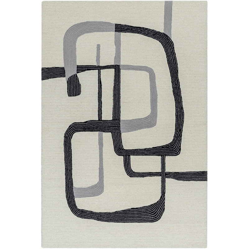 Tapis rectangulaire en laine touffeté à la main Jaykwon, Rectangle 9 pi x 12 pi