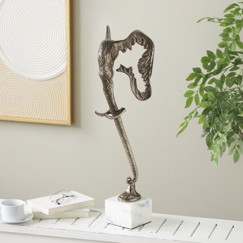Sculpture éléphant Johnathin, H 26,4 po x l 8,35 po x P 7,95 po, Argent argent