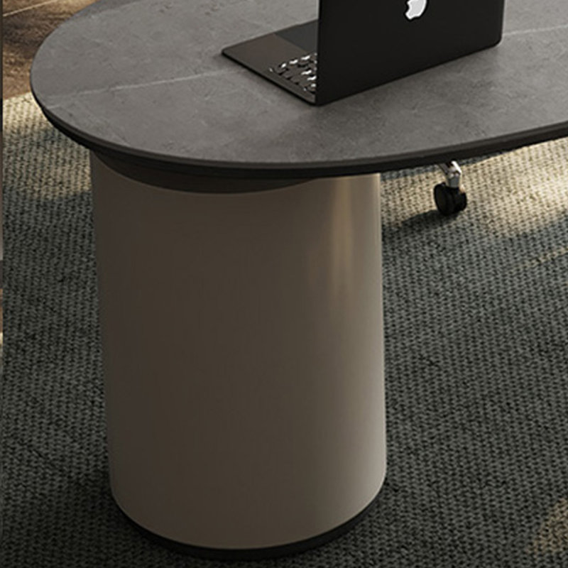 Bureau d'ordinateur simple et moderne, H 28,74 po x l 62,99 po x P 27,56 po, Gris / Blanc