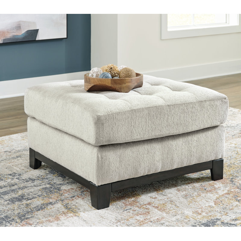 White Tufted Oversized Accent Ottoman with Soft Upholstery