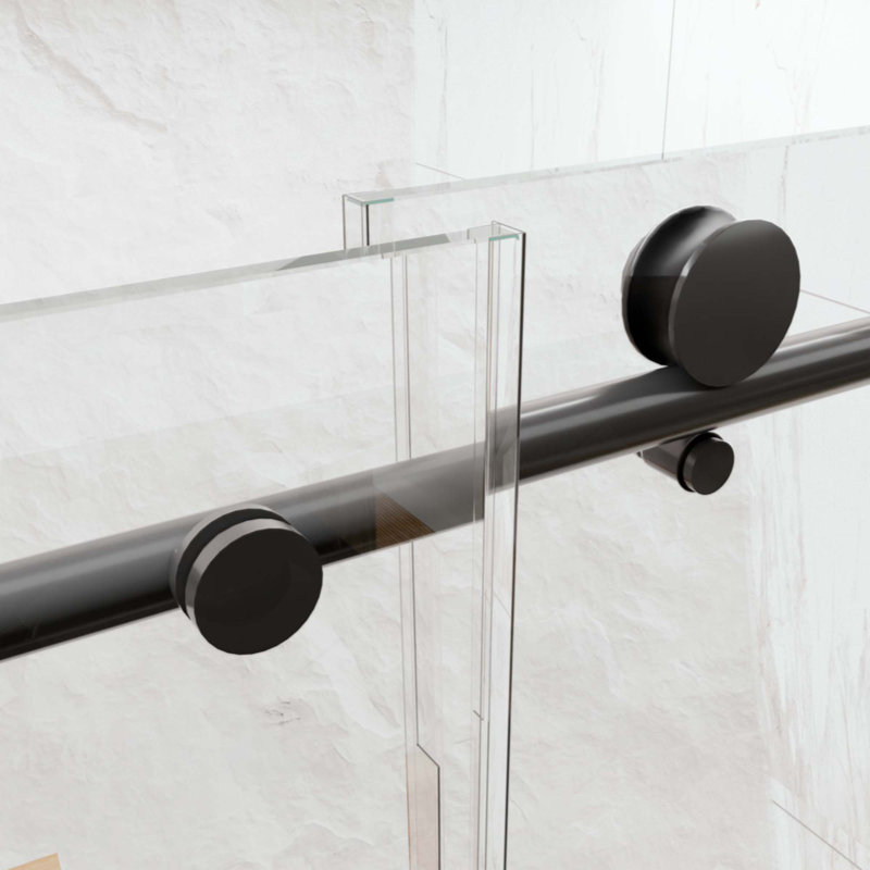 Porte de douche sans cadre, porte de douche coulissante, avec cabine de douche en verre trempé épais de 5/16 po (8 mm) de qualité supérieure avec tampon