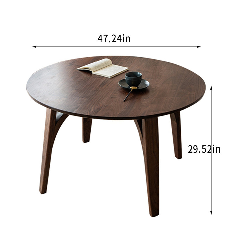 Table de salle à manger en noyer massif et cerisier, L 47,24 po x L 47,24 po