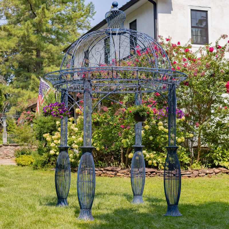 13ft. Tall Round Metal Garden Gazebo, Blue