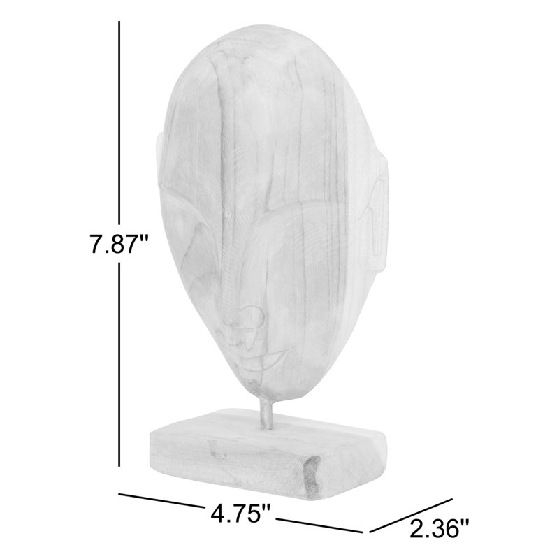 Bloomingville Hand Carved Teakwood Face Sculpture