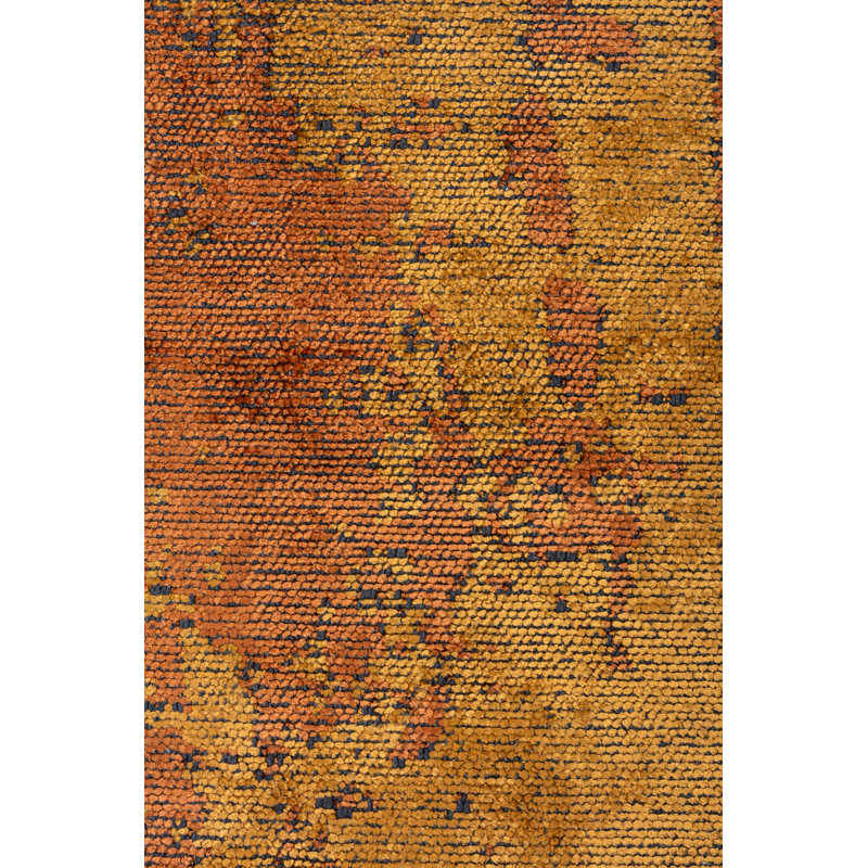 Orange/Brown Abstract Luxury Area Rug, Rectangle 7'10" x 9'10"